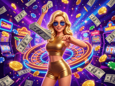 Premium me7777 casino gaming interface with golden chips and neon lighting